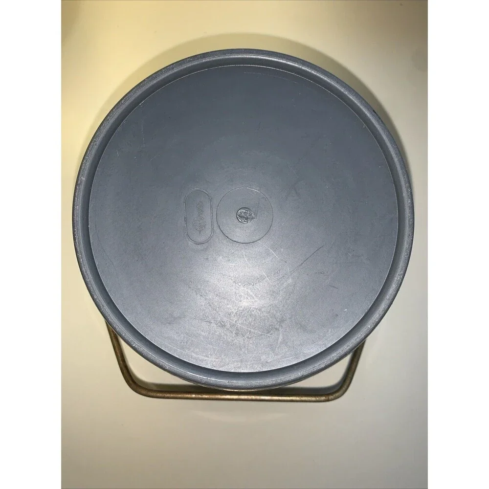 HFT Mid Century Gits Ware Ice Bucket Gray with Gold Longhorn Medallions and Trim